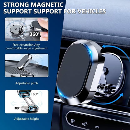 360° Rotation Magnetic Phone Holder Foldable Car Mount Stand Dashboard Universal