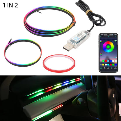 6In1 Symphony Car Foot Lamp USB App Control Led Interior Light Decorative Hidden Atmosphere Lights Car Ambient Lights Neon Light