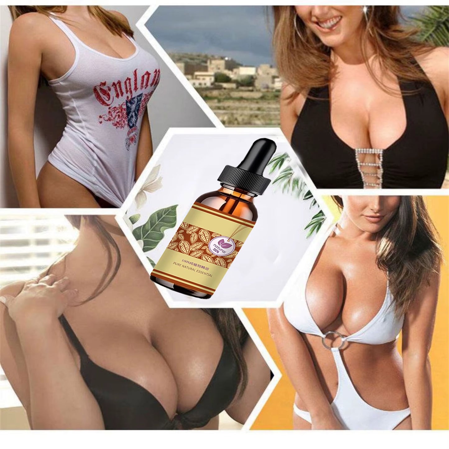 5ML/15ML/30ML/50ML 100% Natural Breast Plump Essential Oil Grow up Busty Breast Enlargement Breast Enlargement Massage Oil Cream